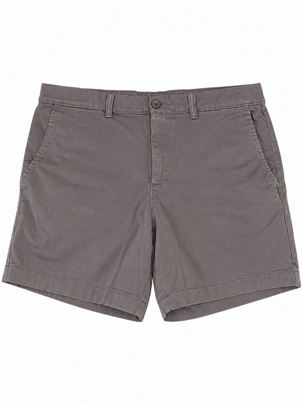 Roundtree & Yorke Men’s Chino Shorts Size 34 Gray Cotton Stretch Flat Front